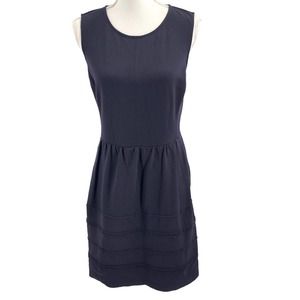 J. Crew Womens Size 6 Ponte Knit Stretch Black Dress Sleeveless Knee Length